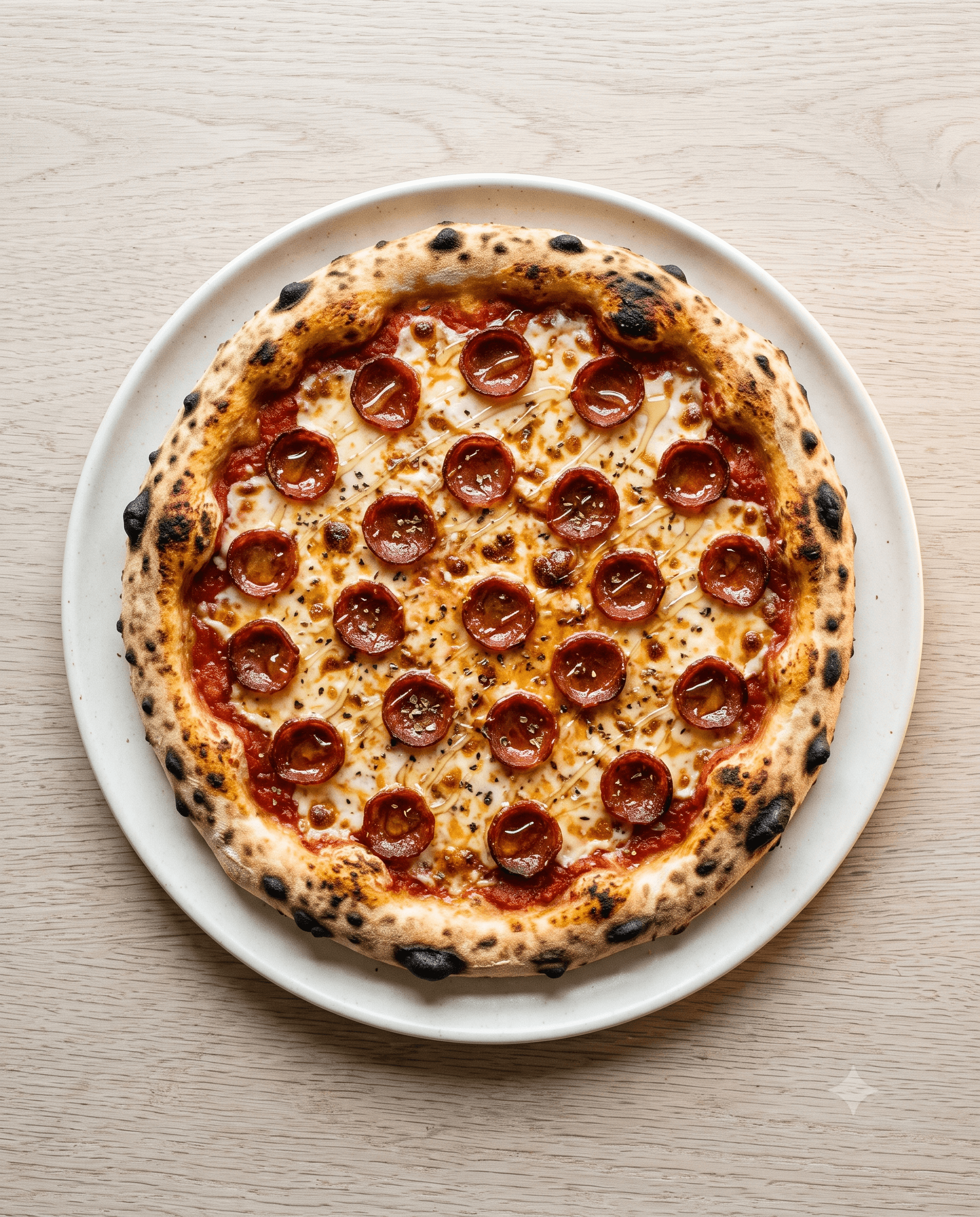 Diavola pizza with spicy salami cups